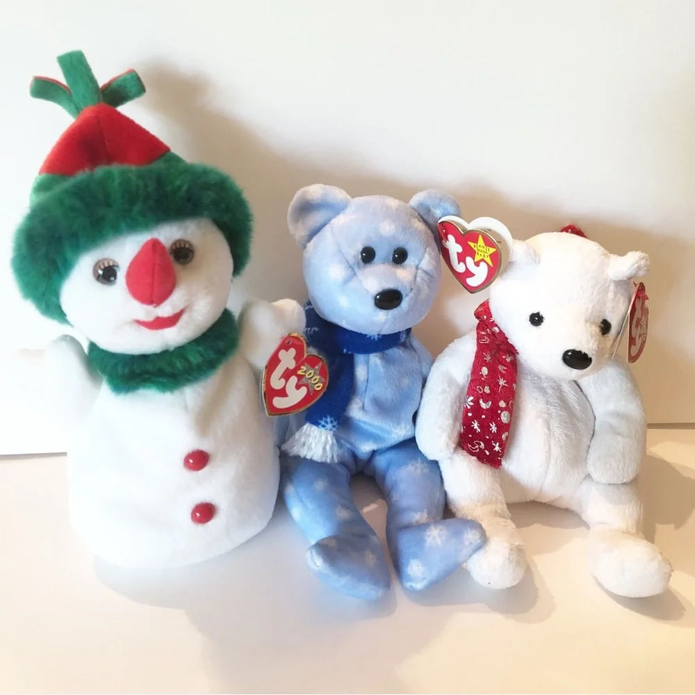 How Cute Are These Three?!!! Bundle of Three Holiday Winter Beanie Babies